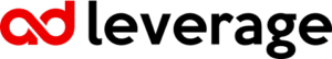 The image shows the word "ad leverage" with "ad" in bold red letters and "leverage" in black, all on a light gray background, emphasizing concepts like SEO and digital marketing strategies.
