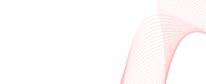 Curved, thin red lines form overlapping wave patterns on a white background, evoking the dynamic flow of email marketing campaigns—concentrated in the lower right and spreading upward and outward.