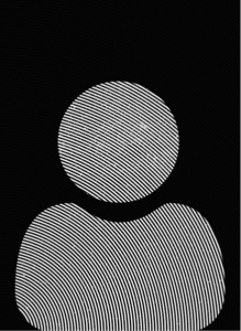 White minimalist user icon composed of curved and diagonal lines on a solid black background, ideal for seo or email marketing profiles.