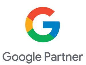 Google Partner logo featuring a multicolored "G" above the text "Google Partner" in gray font, symbolizing expertise in digital marketing and SEO.